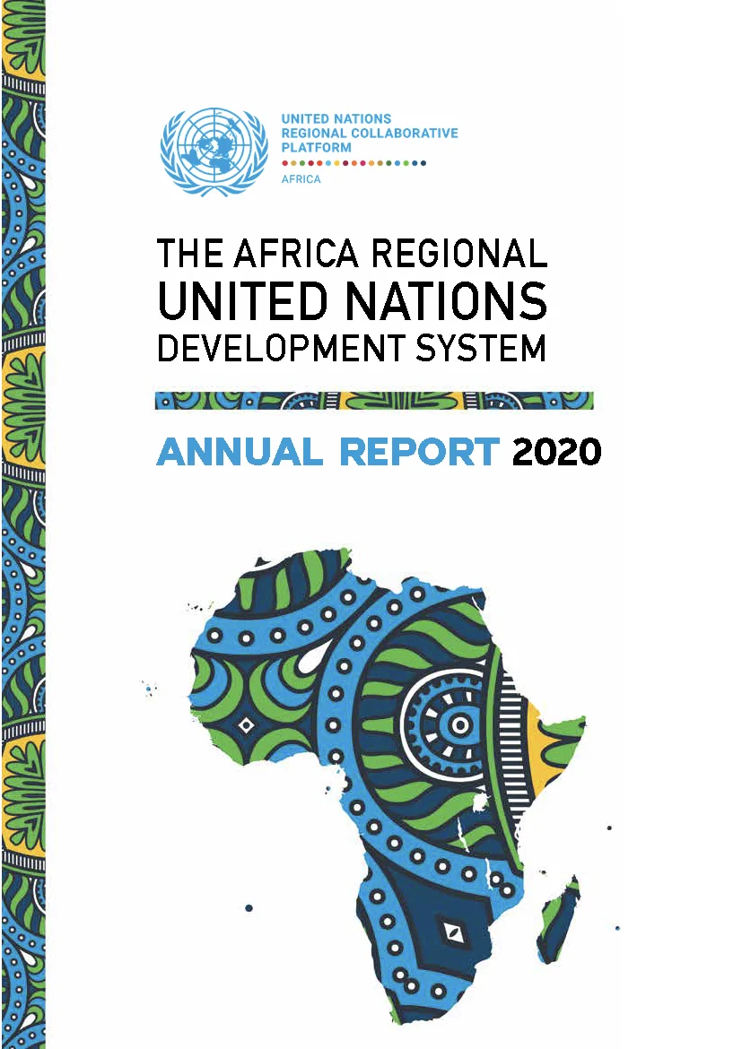 Wide annual report editorial mockup with African visual design